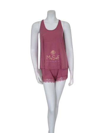 Flora Nikrooz Stephanie Mauve Knit PJ's Cami Set myselflingerie.com